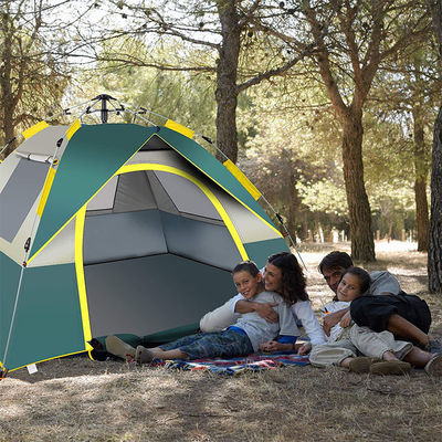 خيمة تخييم منبثقة أوتوماتيكية مقاومة للماء 3-4 أشخاص سهلة الإعداد للعائلة