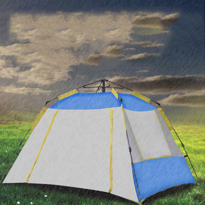 خيمة تخييم زرقاء خفيفة الوزن سهلة الإعداد مع حقيبة حمل لمدة 4 مواسم