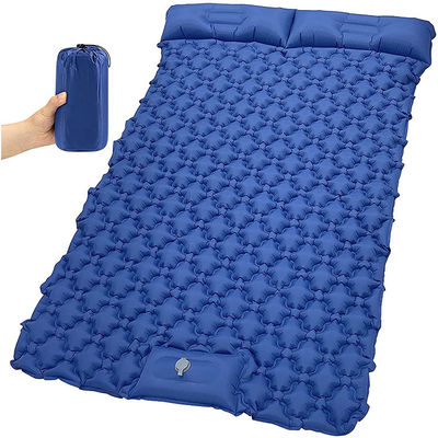 وسادة نوم قابلة للنفخ باللون الأزرق الداكن للتخييم والقدم بغطاء من مادة البولي يوريثان الحراري